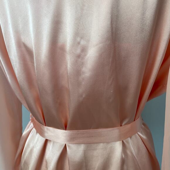 2PC Lingerie Set Large Pink Satin Silky Robe Slip Nightie Nightgown Peignoir - Picture 8 of 16